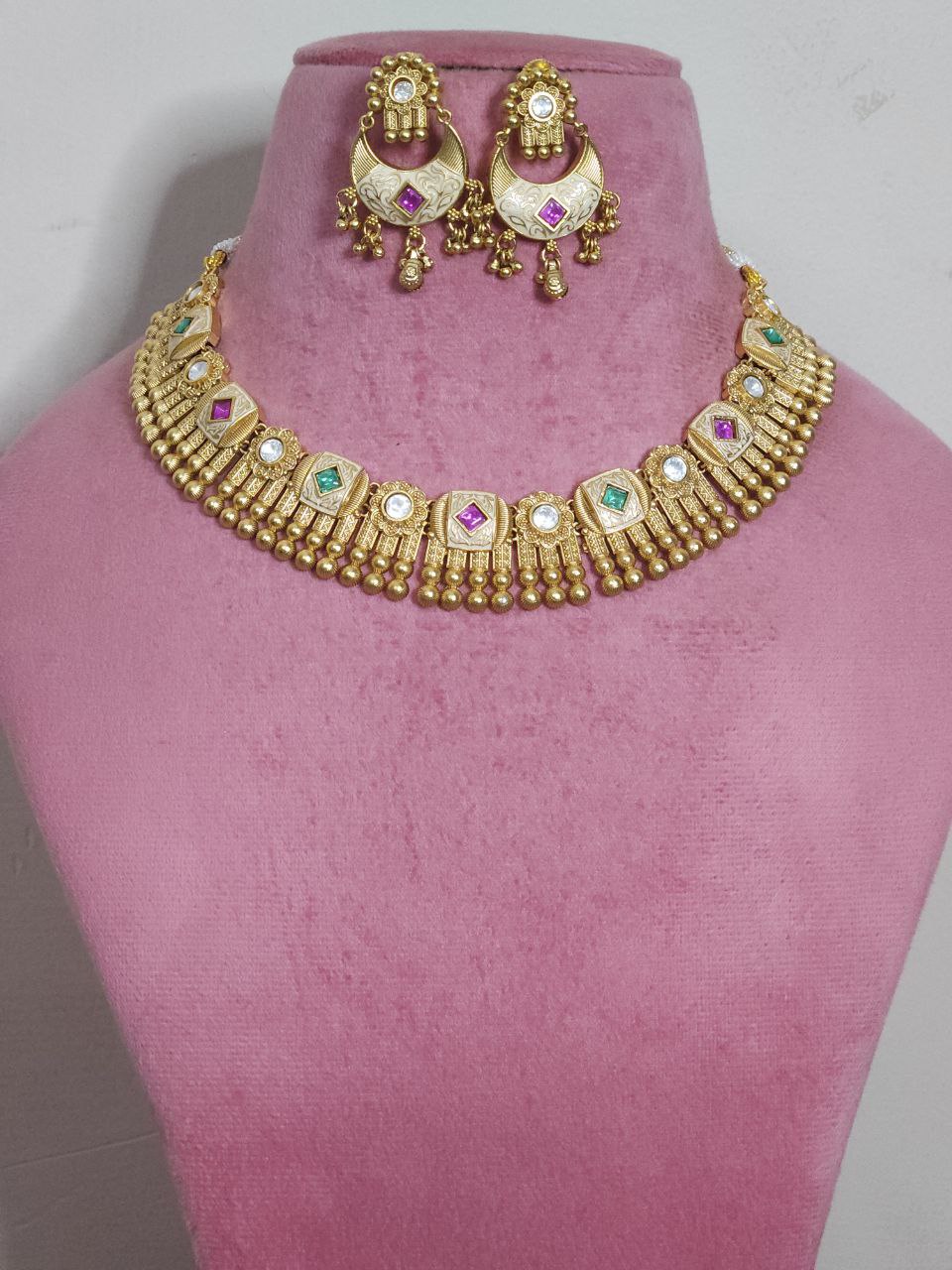 Premium Pachi Kundan Gold Heritage Necklace