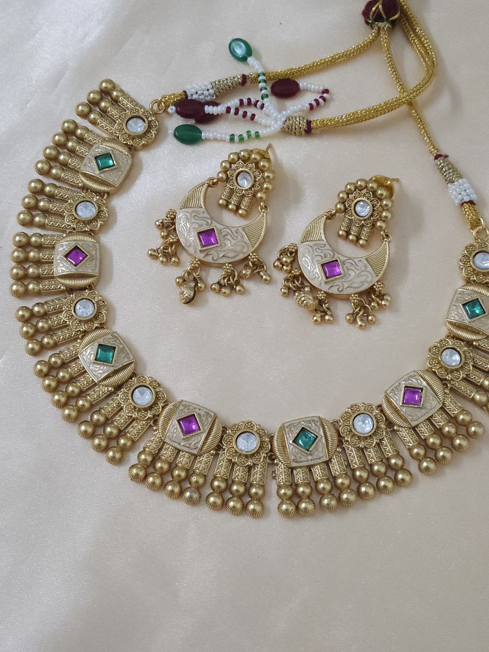 Premium Pachi Kundan Gold Heritage Necklace