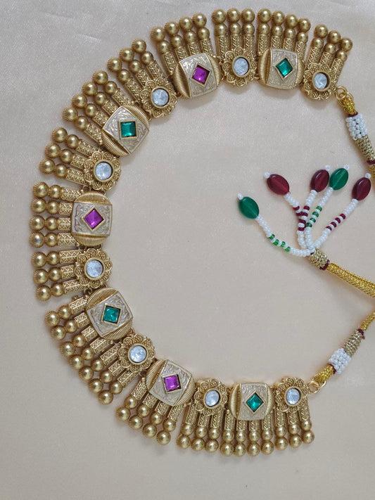 Premium Pachi Kundan Gold Heritage Necklace