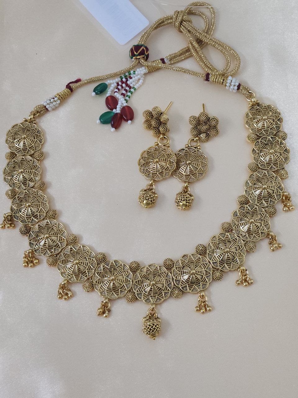 Jali Work Gold Ghungru Necklace
