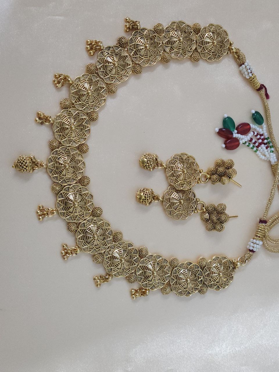Jali Work Gold Ghungru Necklace