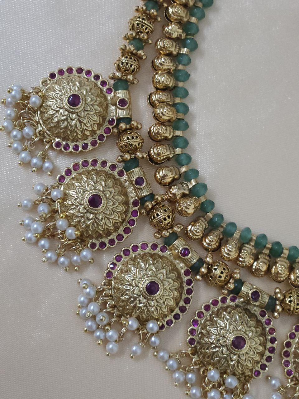 Gold Finish Handwork Piroi 2-Layer Necklace