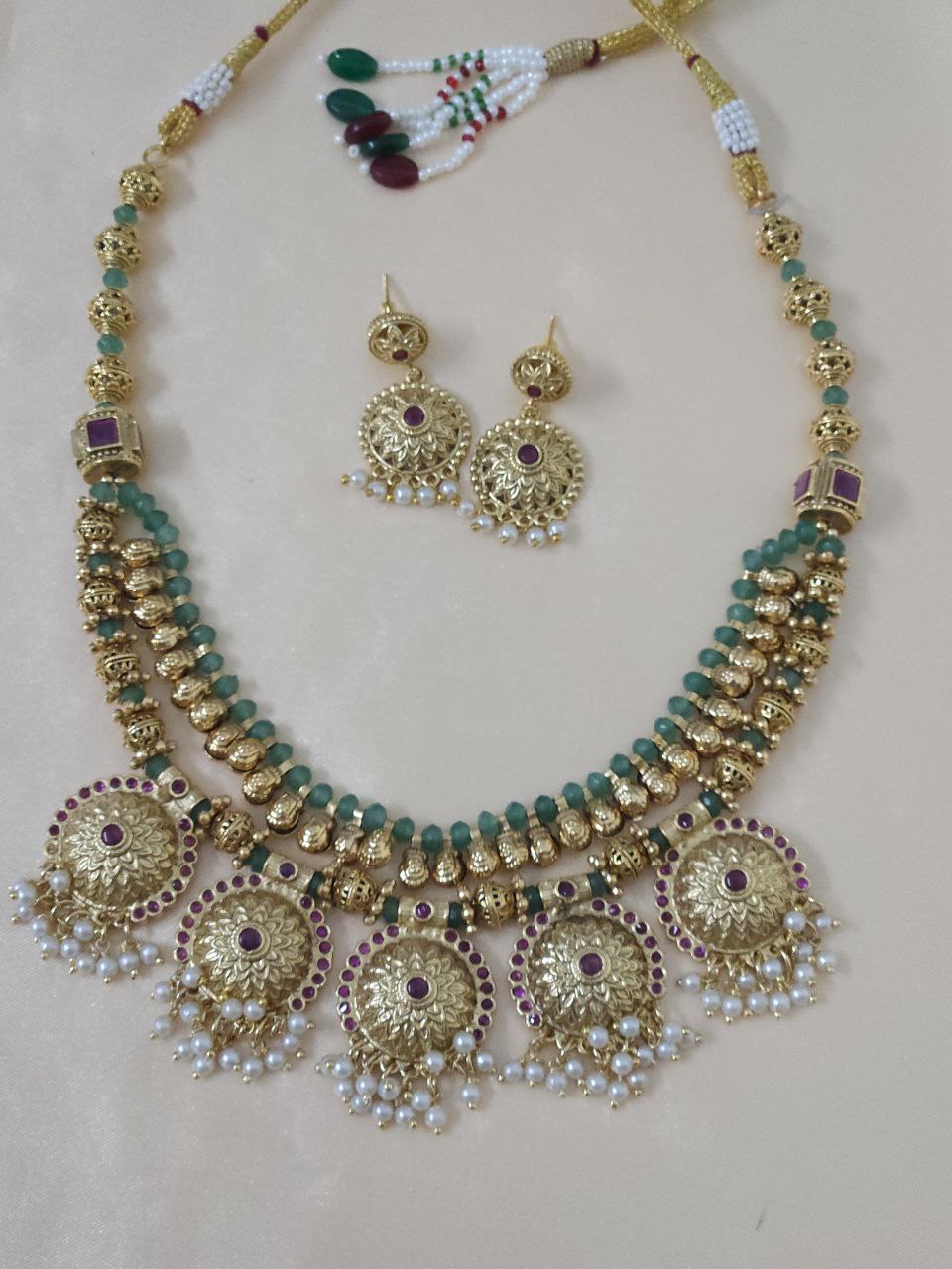 Gold Finish Handwork Piroi 2-Layer Necklace