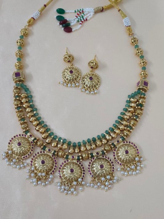 Gold Finish Handwork Piroi 2-Layer Necklace