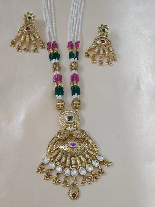 Gold Finish Moissanite Heritage Long Necklace