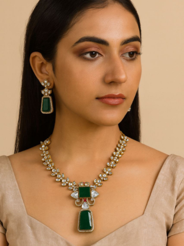 Emerald Green Statement AD Necklace