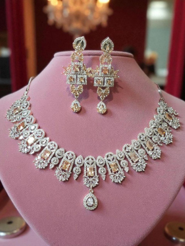 Champagne Silver AD Necklace