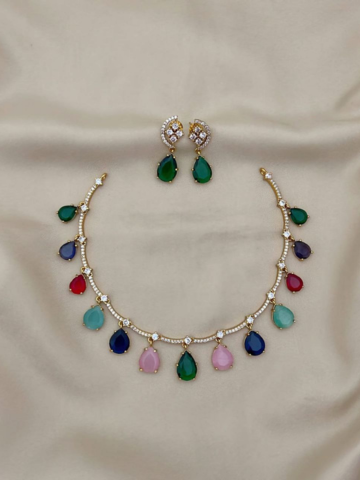 Premium Multicolor Drops AD Necklace