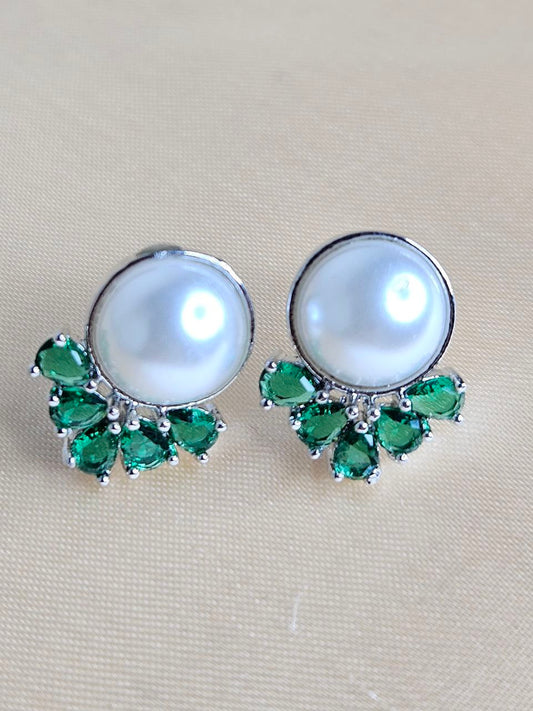 Green AD Pearl Earrings