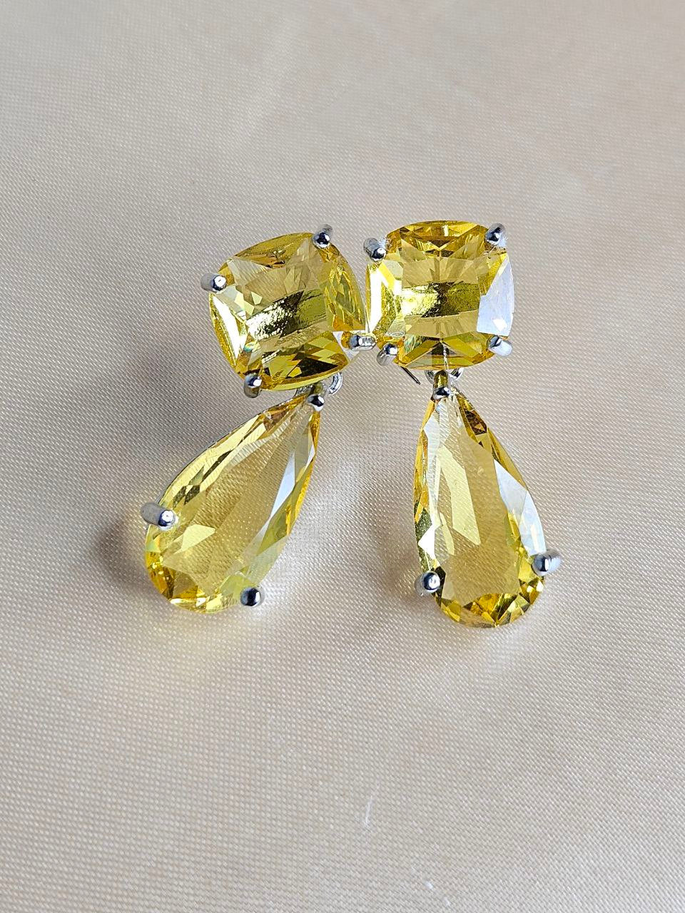 Yellow Gemstone Drop Earrings