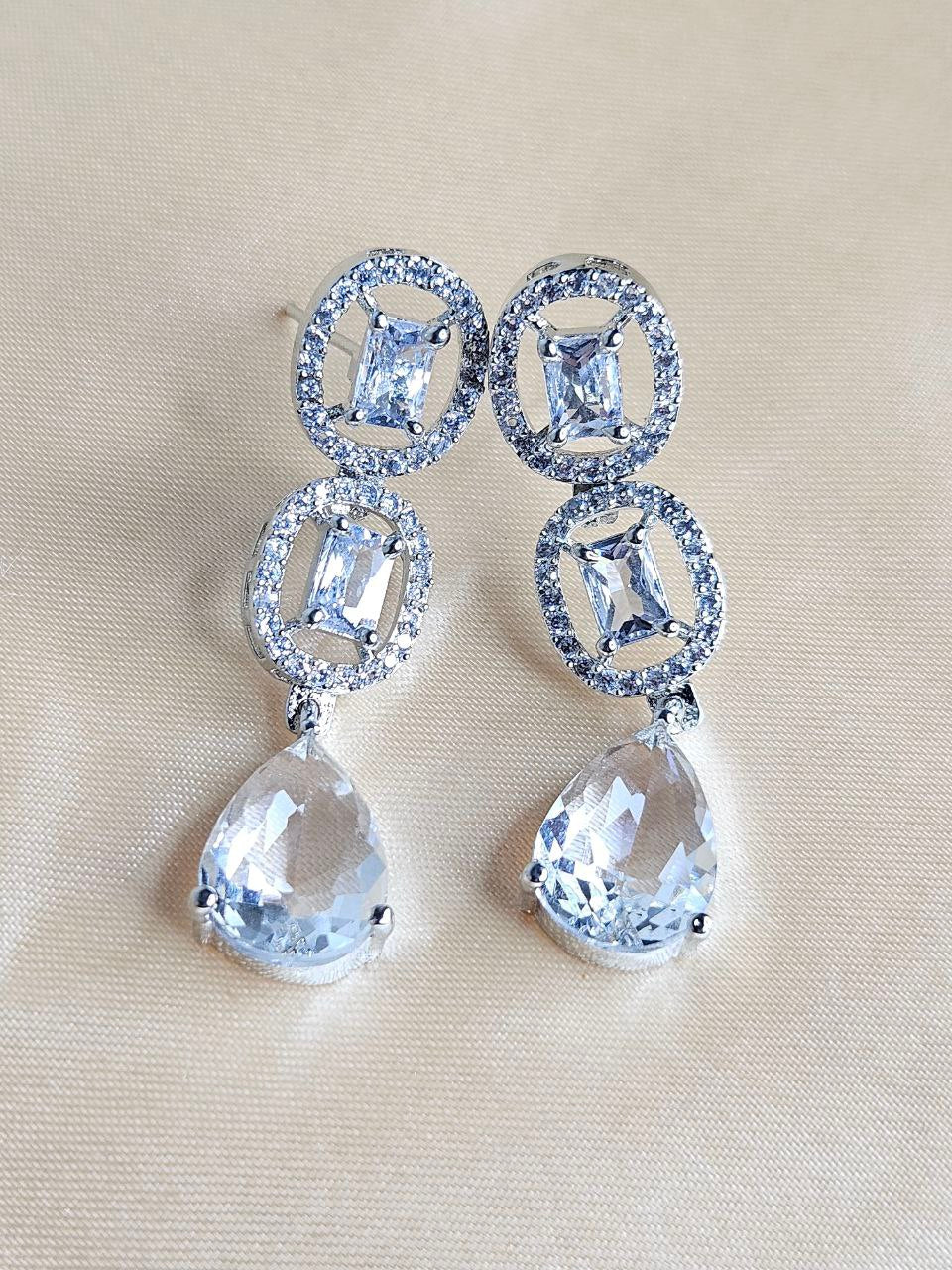 Silver Drops AD Earrings