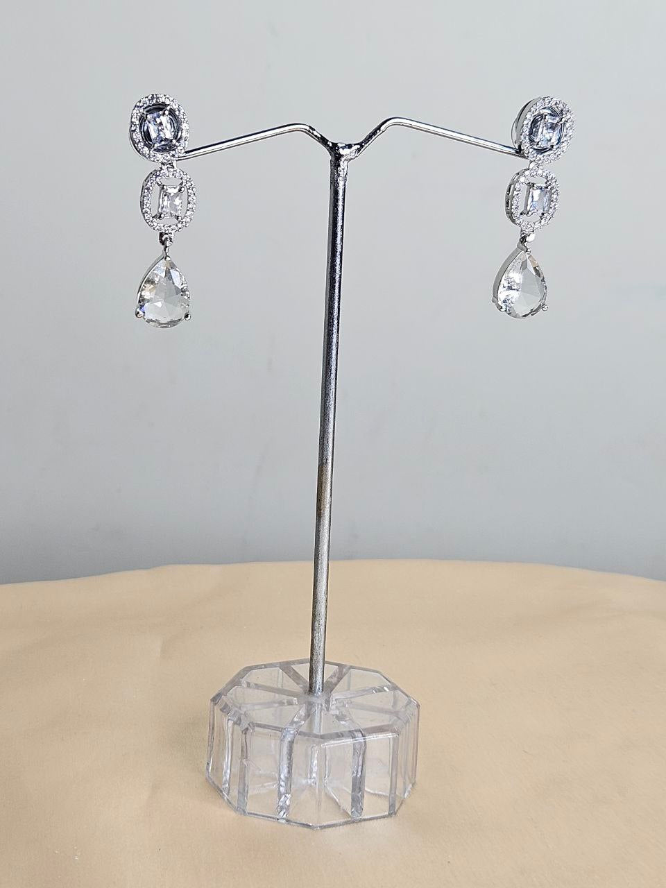 Silver Drops AD Earrings