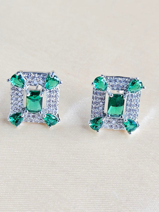Green AD Stud Earrings