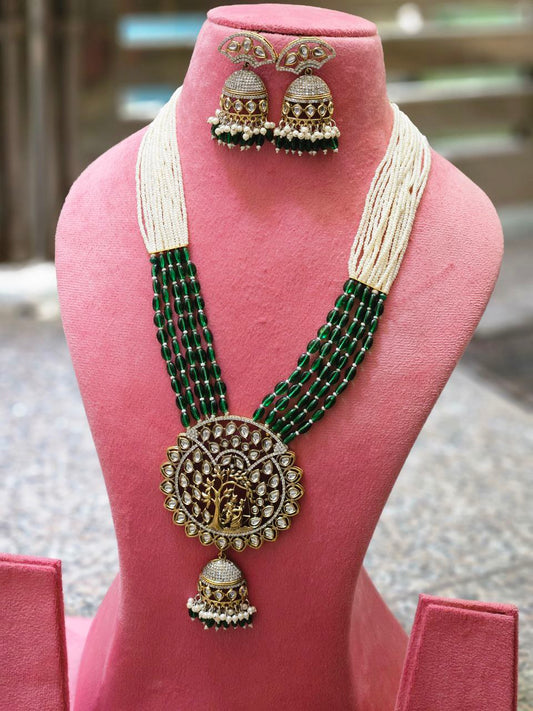 Maharani Jhumki Style Long AD Necklace