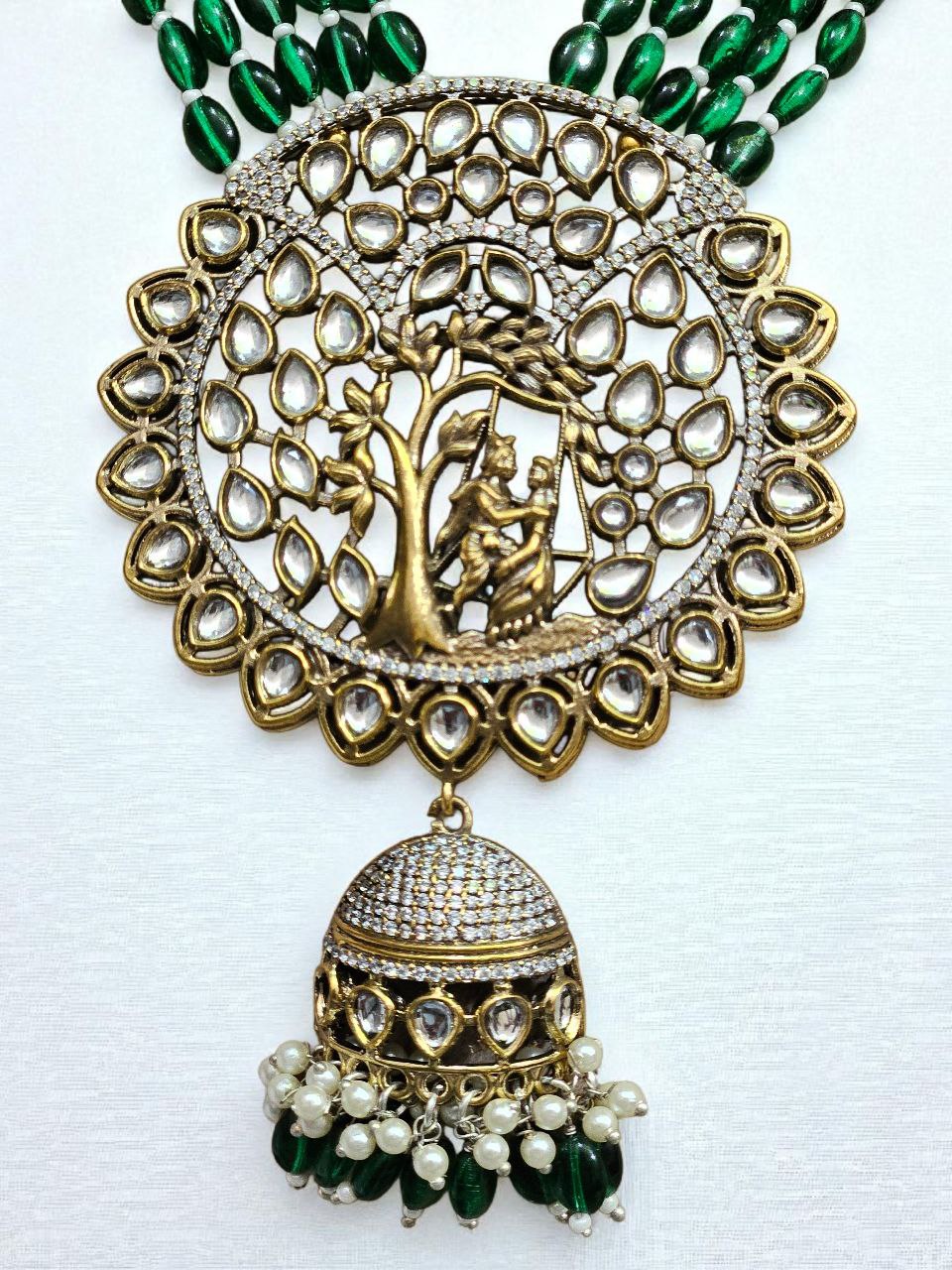 Maharani Jhumki Style Long AD Necklace