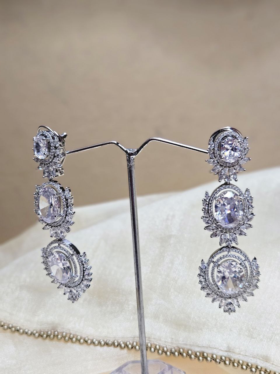 White Statement AD Danglers Earrings