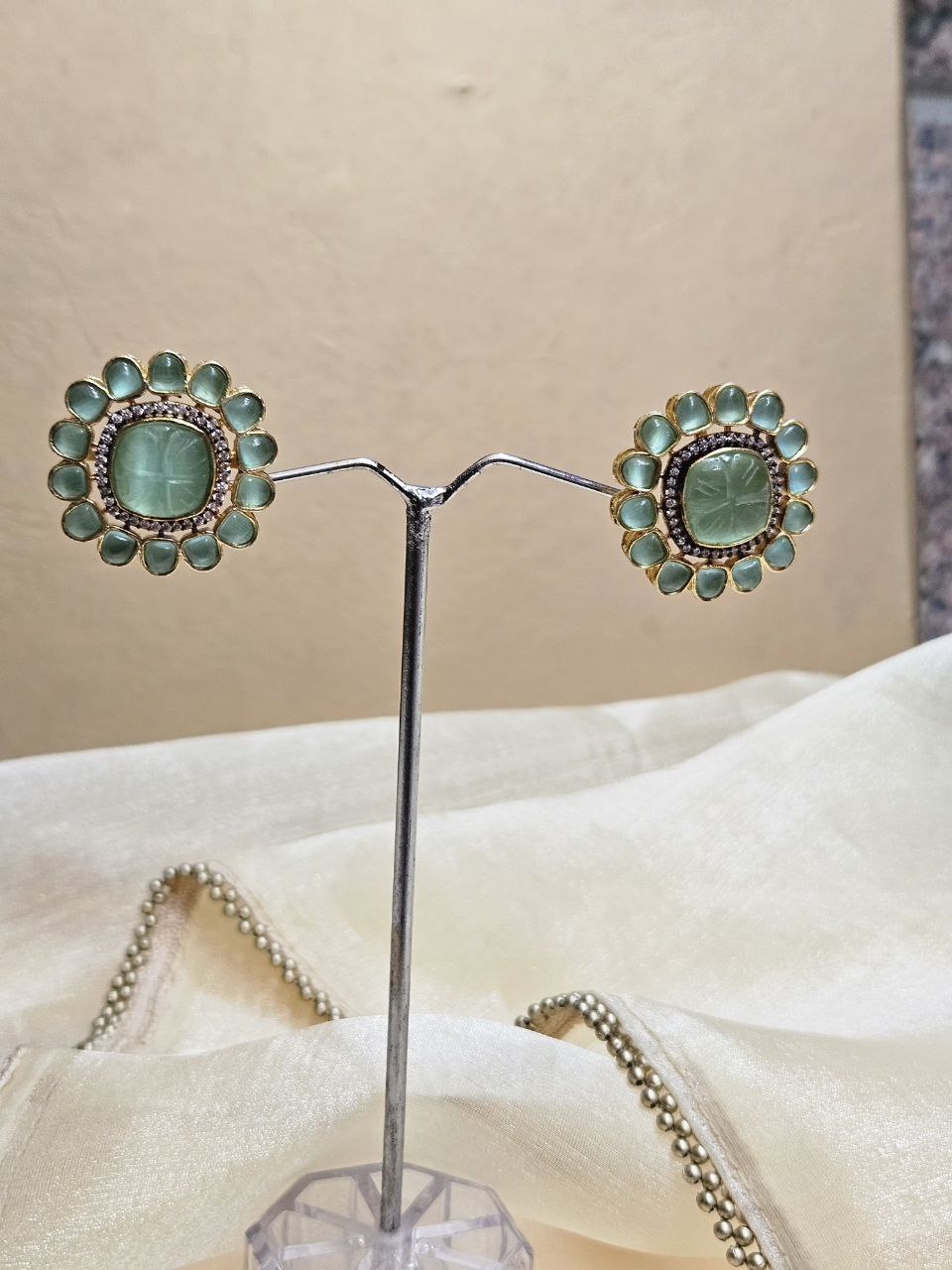 Mint Statement Stud Earrings