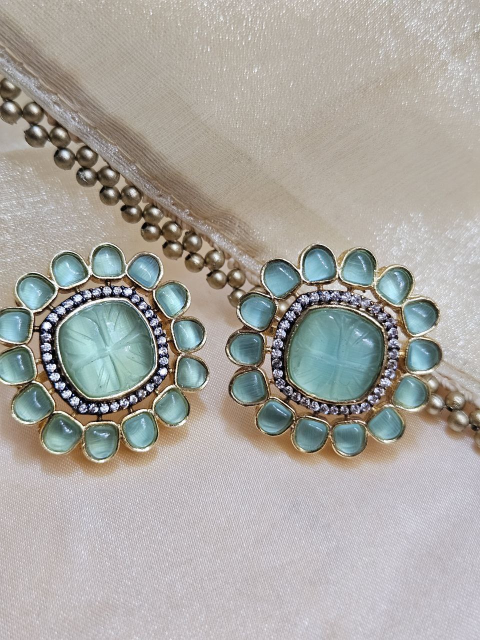 Mint Statement Stud Earrings