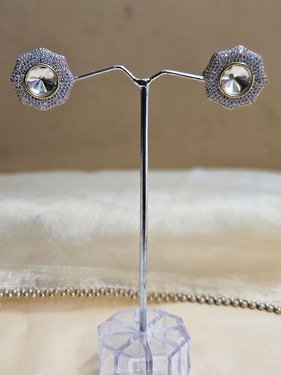 Dual Polish Polki Stud Earrings