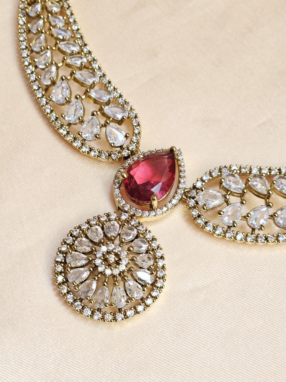 Harini Red Doublet AD Necklace