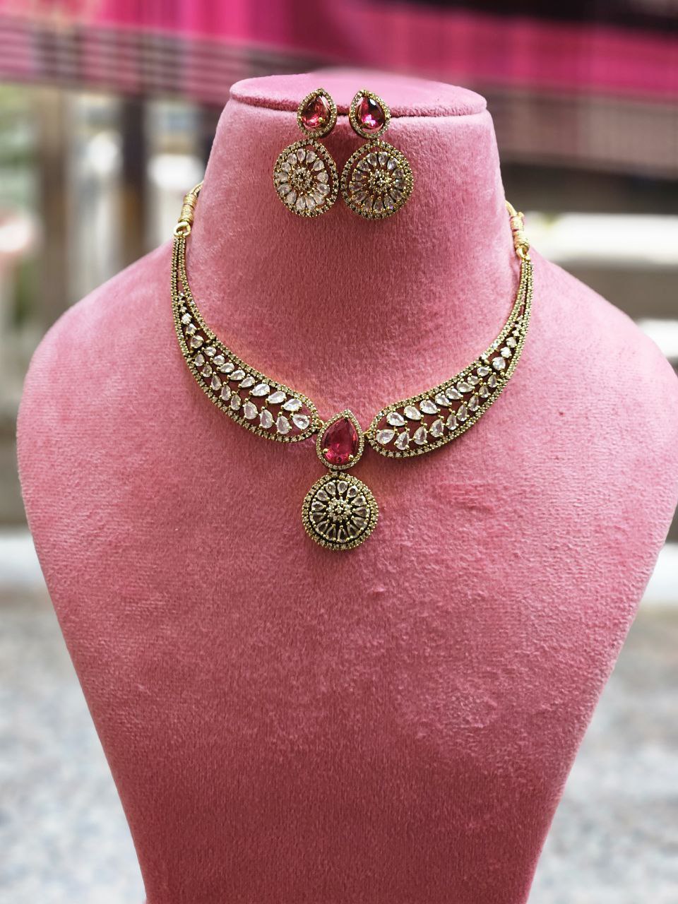 Harini Red Doublet AD Necklace
