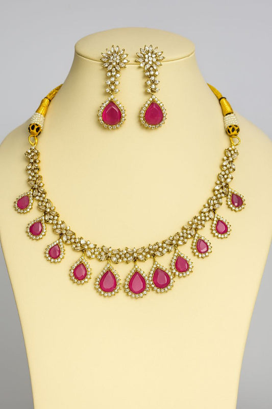Semi-Precious Drops AD Necklace