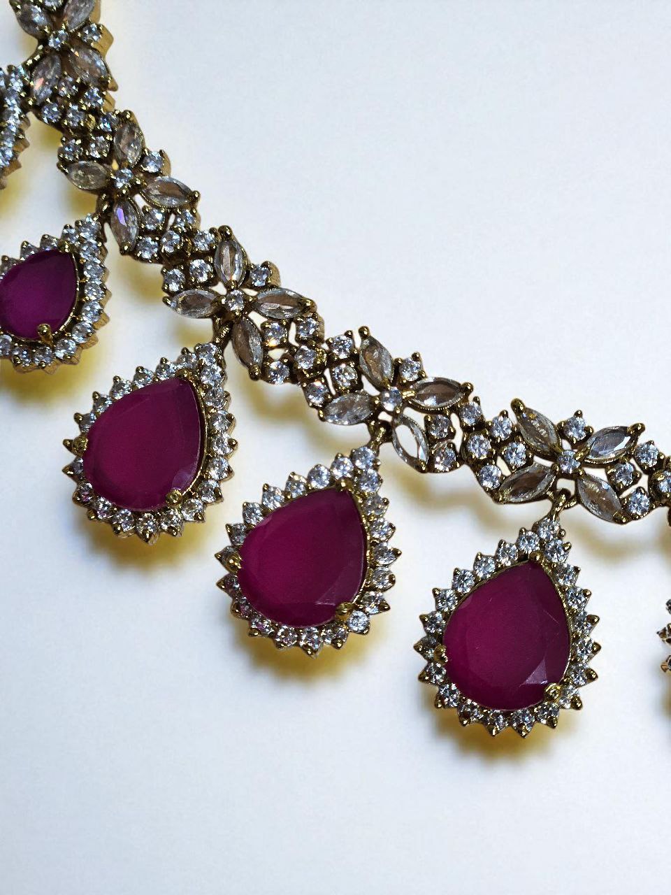 Semi-Precious Drops AD Necklace