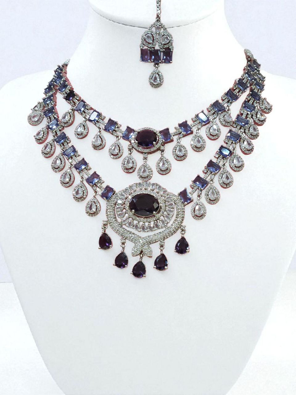 Purple 2-Layer Drops AD Necklace