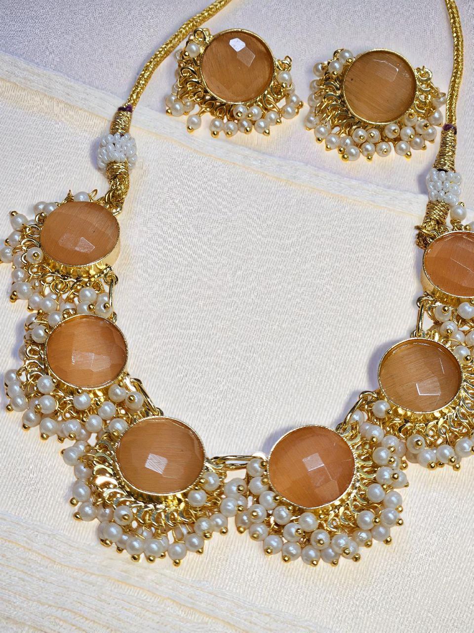 Apricot Monalisa Pearl Necklace