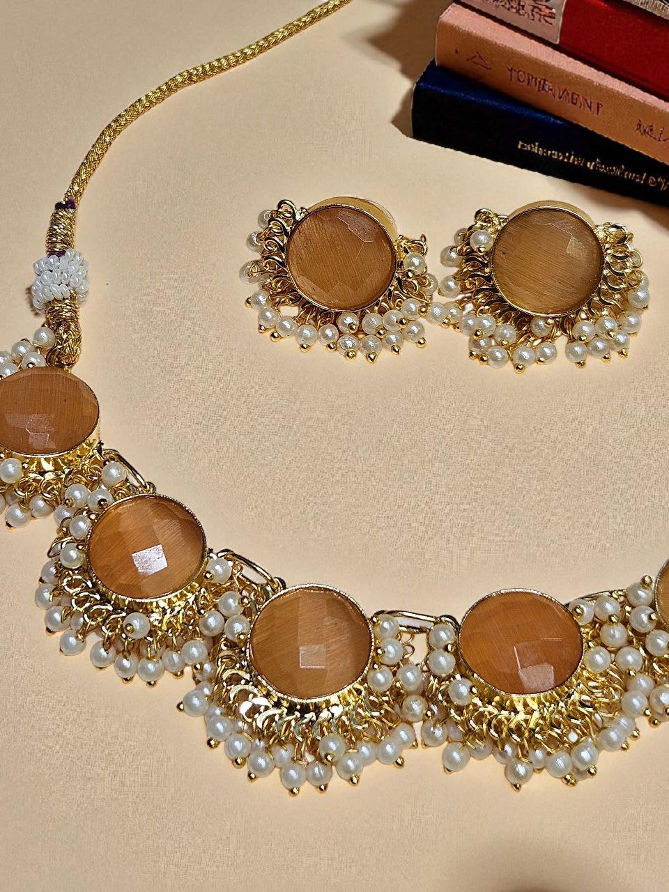 Apricot Monalisa Pearl Necklace