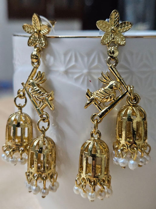 Meera Gold Bird Earrings