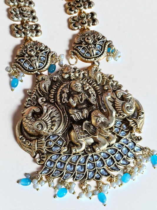 Laxmi Vinayak 3D Long Temple Necklace
