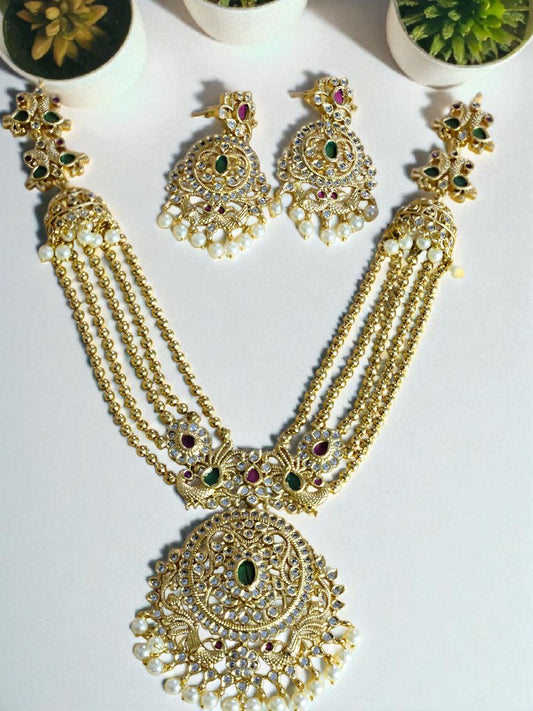 Jhumki Style Gold Temple Necklace