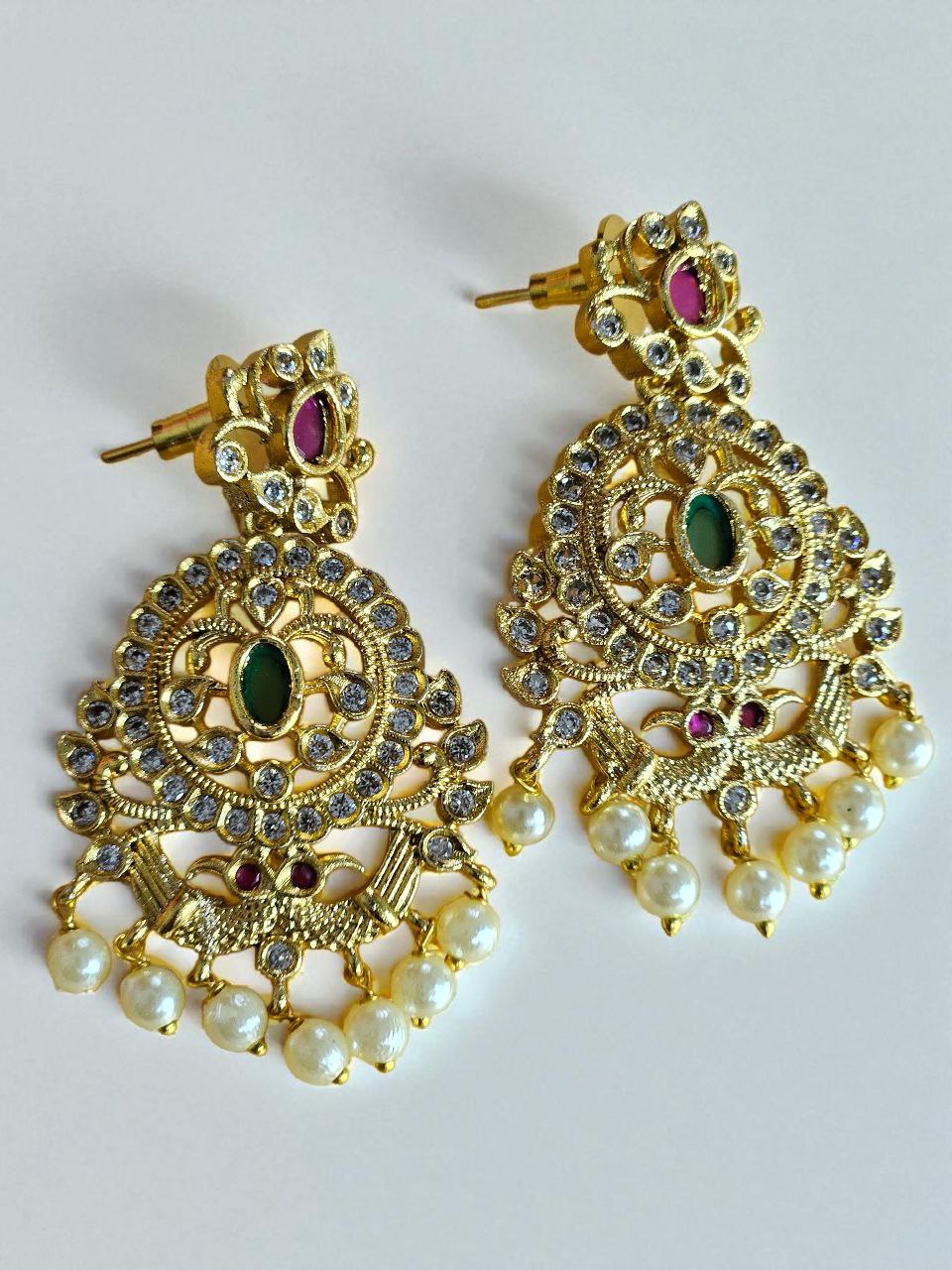 Jhumki Style Gold Temple Necklace