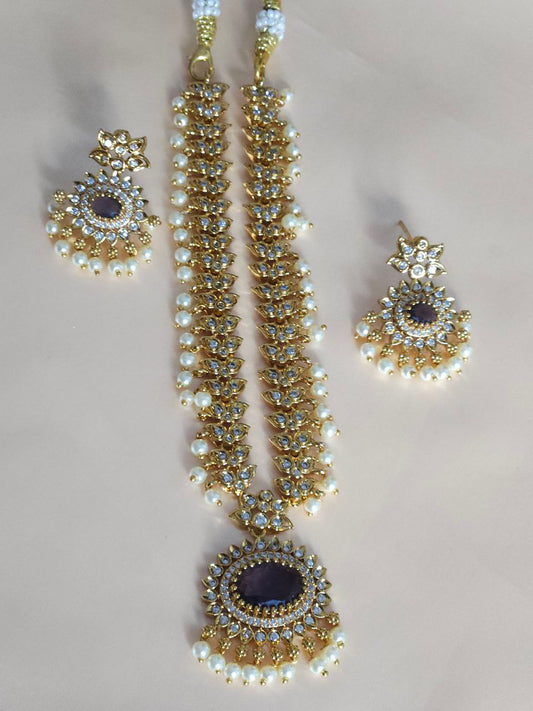 Purple Doublet Gold AD Necklace
