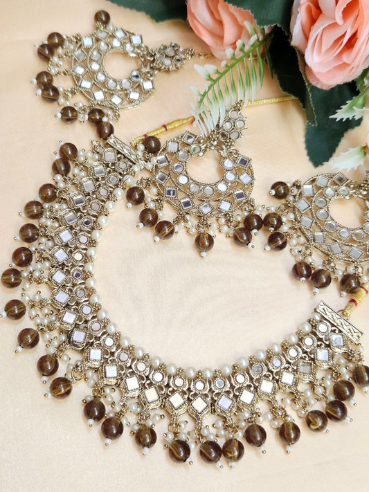 Olive Green Mirror Necklace